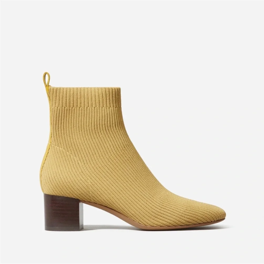 Everlane The Glove Boot Ribbed Sock Ankle Bootie Women’s 8.5 Tumbleweed Yellow - Picture 2 of 12